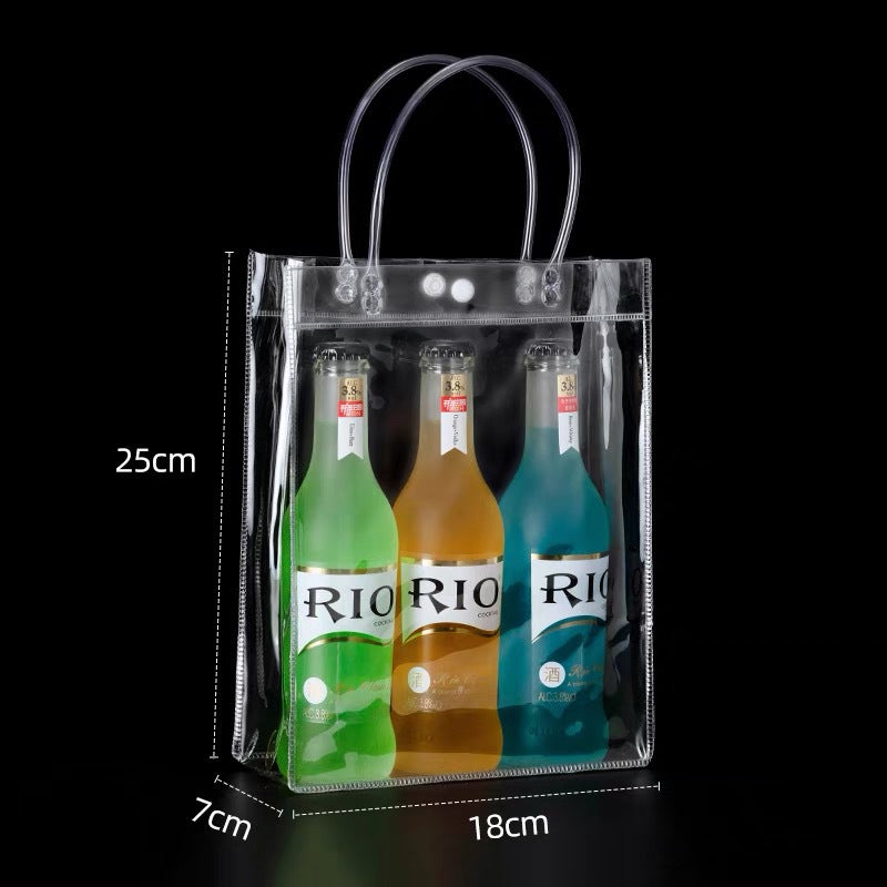 A spot stall pvc plastic tote bag transparent hose thickened red wine packaging bag gift bag