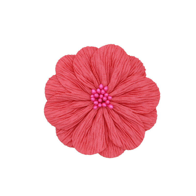 A new handmade pleated fabric flower bark pattern flower core head flower headband accessories shoes and hats flower clothing accessories 8CM - Mixbatch