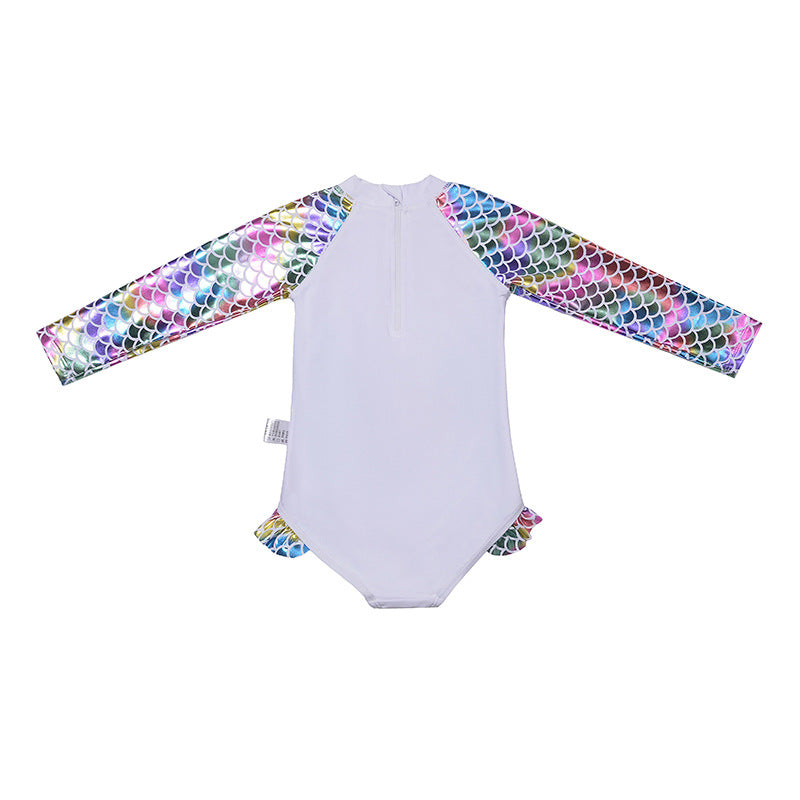 A Swimsuit girl mermaid long sleeve one-piece princess cartoon cute girl swimming