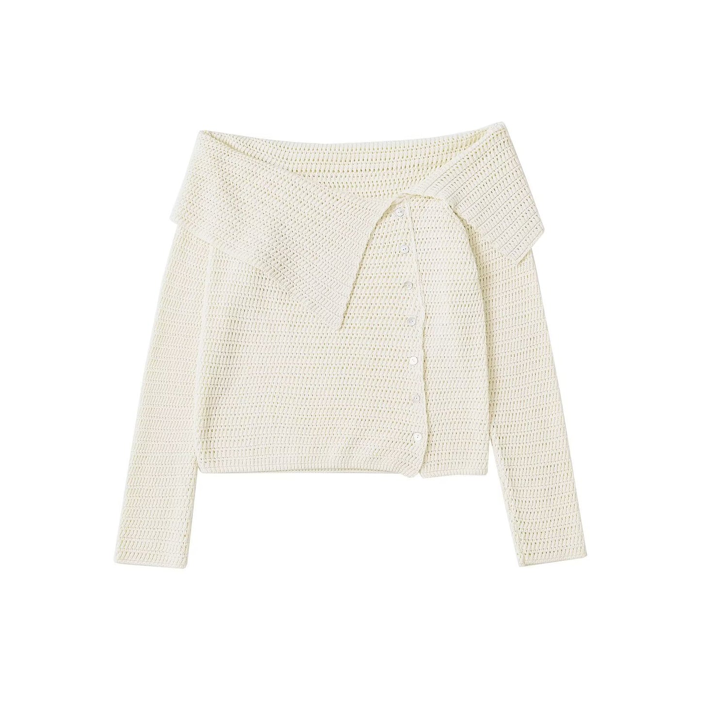 A long-sleeved cardigan sweater