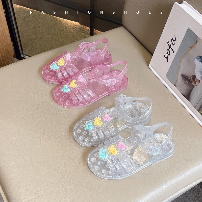 A girl open toe crystal shoes baby foreign style princess shoes - Mixbatch