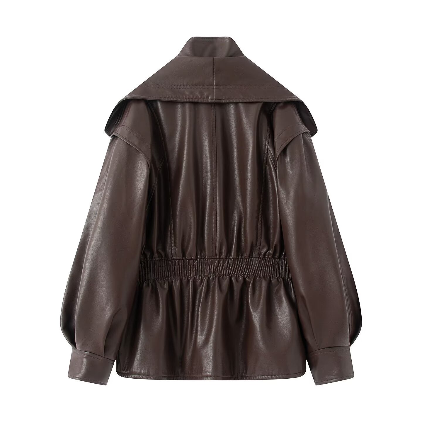 A double-collared jacket, leather jacket