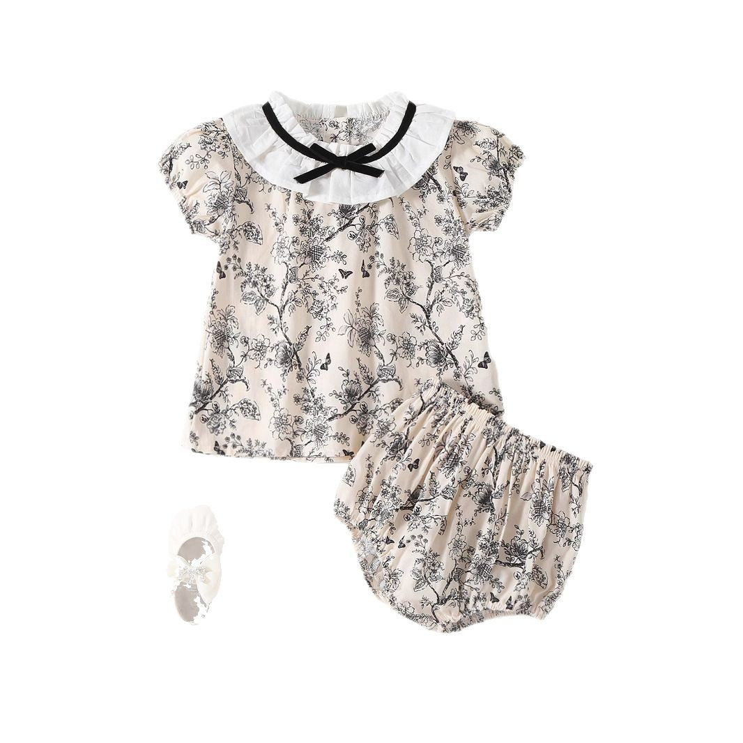 A New summer baby clothes baby girl floral triangle fart pants two-piece baby pants set