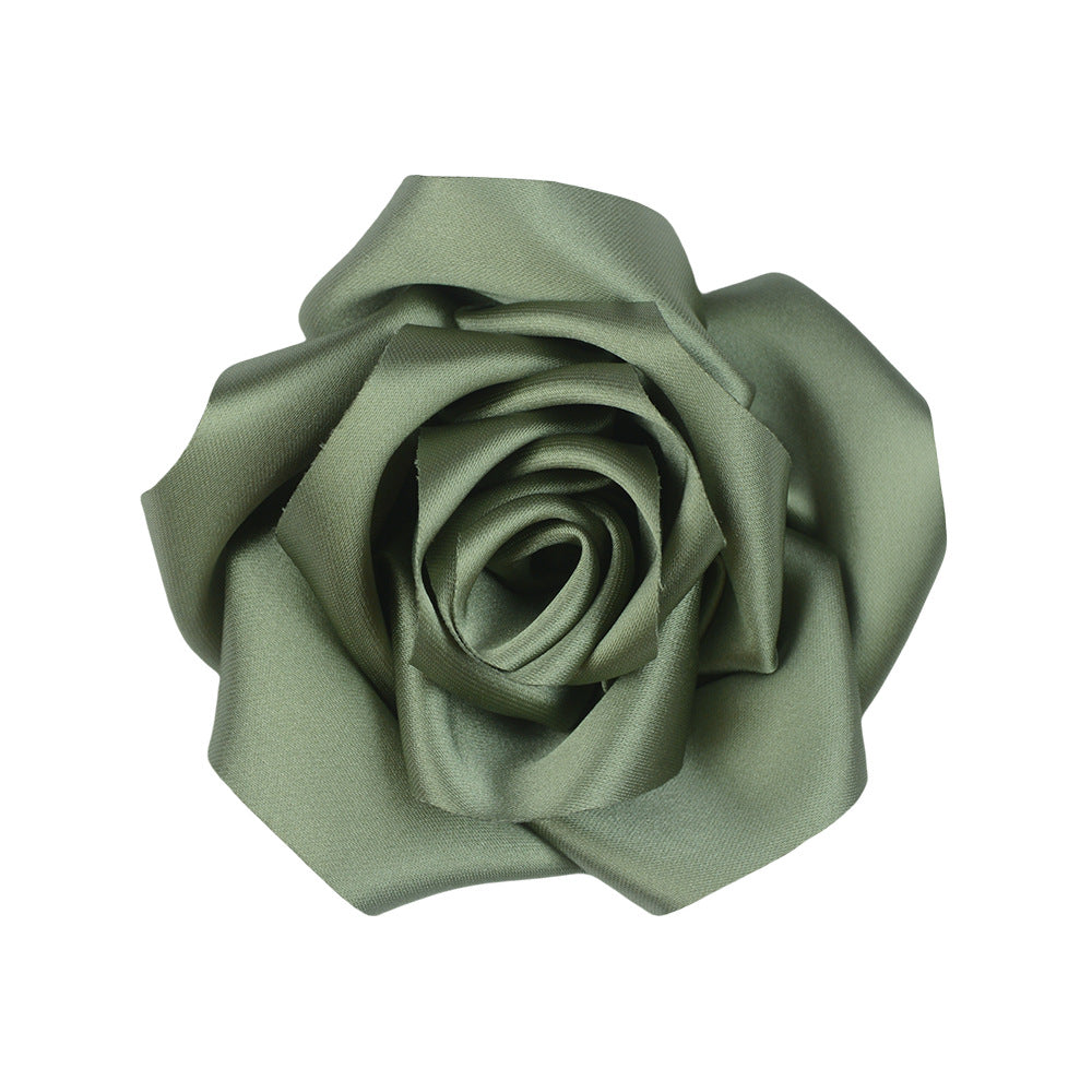 A retro rose bud high-grade satin three-dimensional silk cloth large flower DIY neck flower brooch clothing shoes and hats accessories - Mixbatch