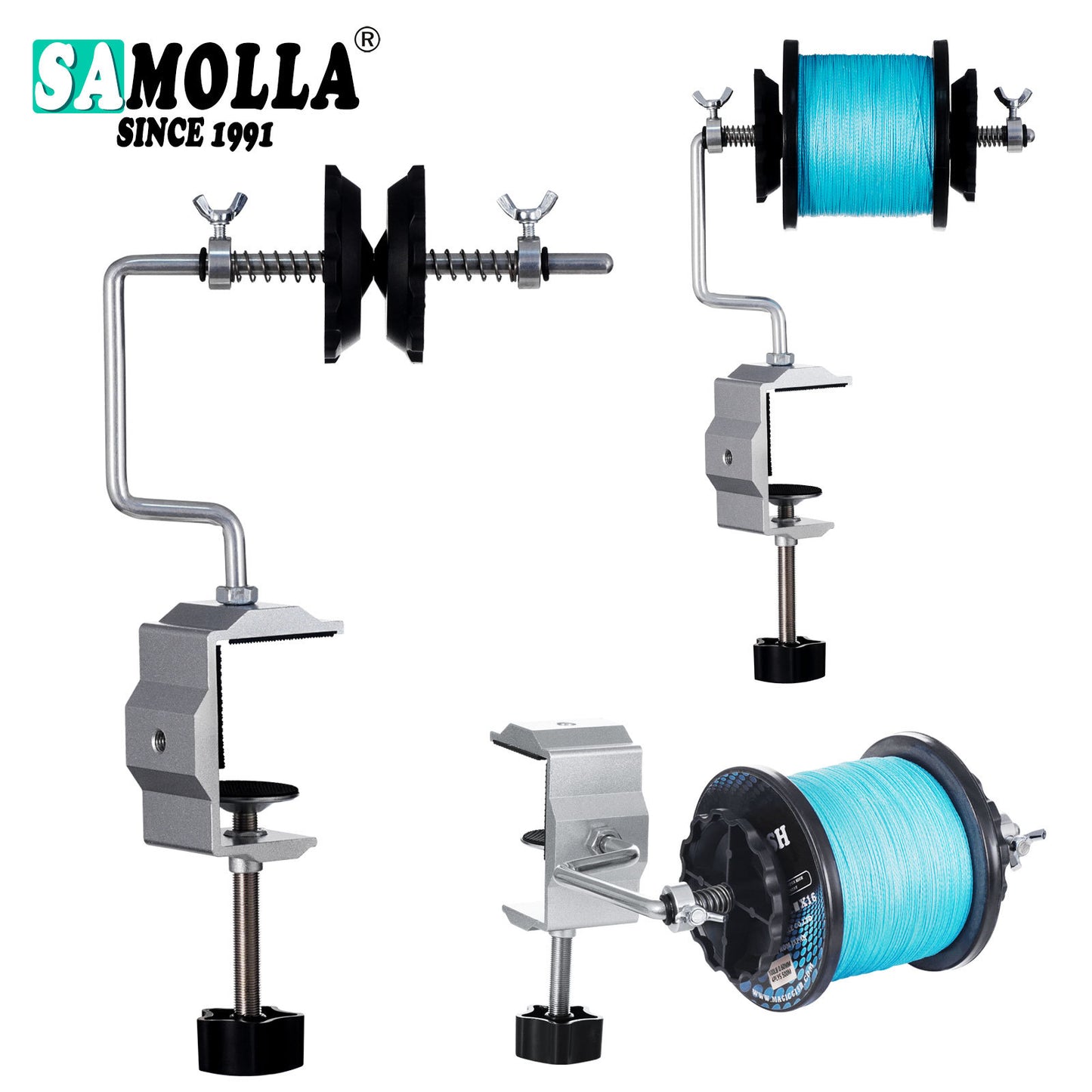 A Durable Sea Fishing Reel Winder – Aluminum Base with Extended Guide Rod