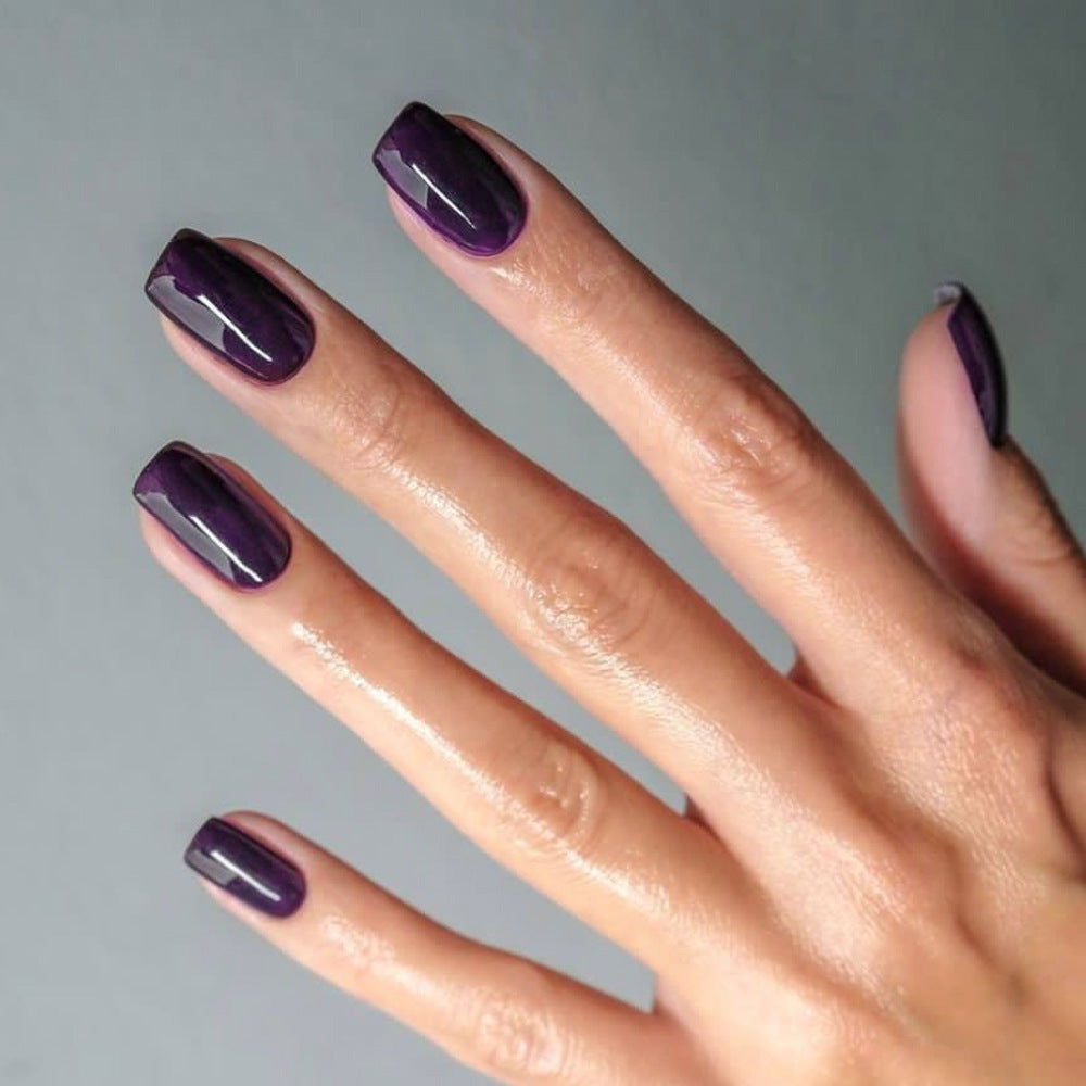 A Cross-border Wearable Women's Nail Art Wholesale Simple Medium and Long Square Solid Color Nail Art Patch Wearing Nail Wholesale - Mixbatch