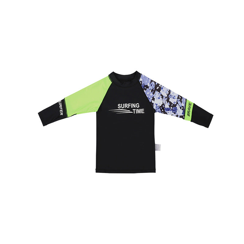 A Boys Long Sleeve Swimsuit Sunscreen Quick Drying Swimsuit Set