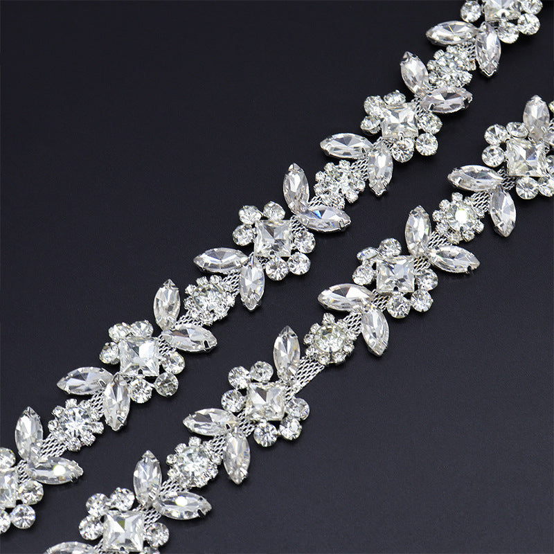 A rhinestone chain diamond jewelry fancy welding drill chain hand seam drill metal chain accessories horse eye drill claw chain DIY accessories - Mixbatch