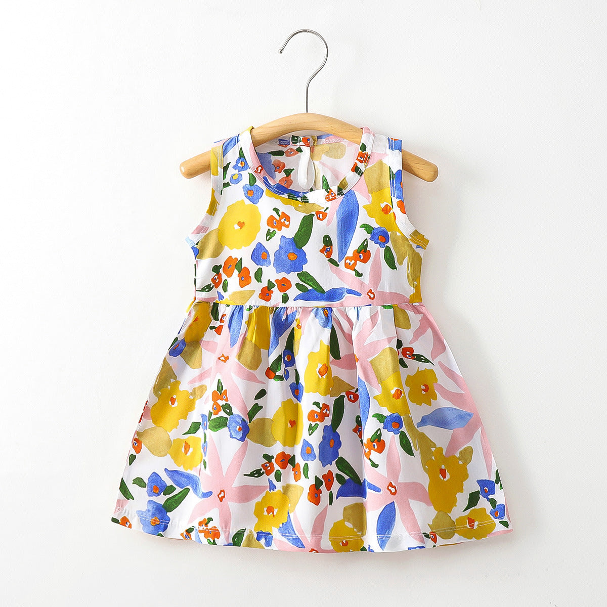 A summer children's and girls' cotton vest dress baby thin rayon floral skirt - Mixbatch