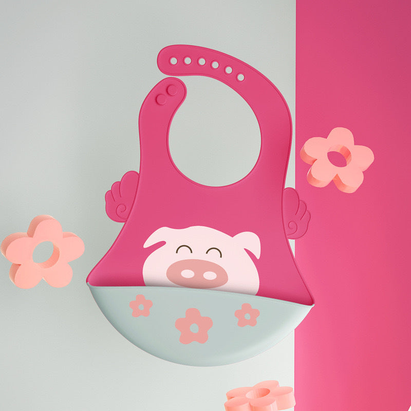 Baby silicone bibs, baby eating bibs, waterproof rice pockets,saliva napkins 0.08kg