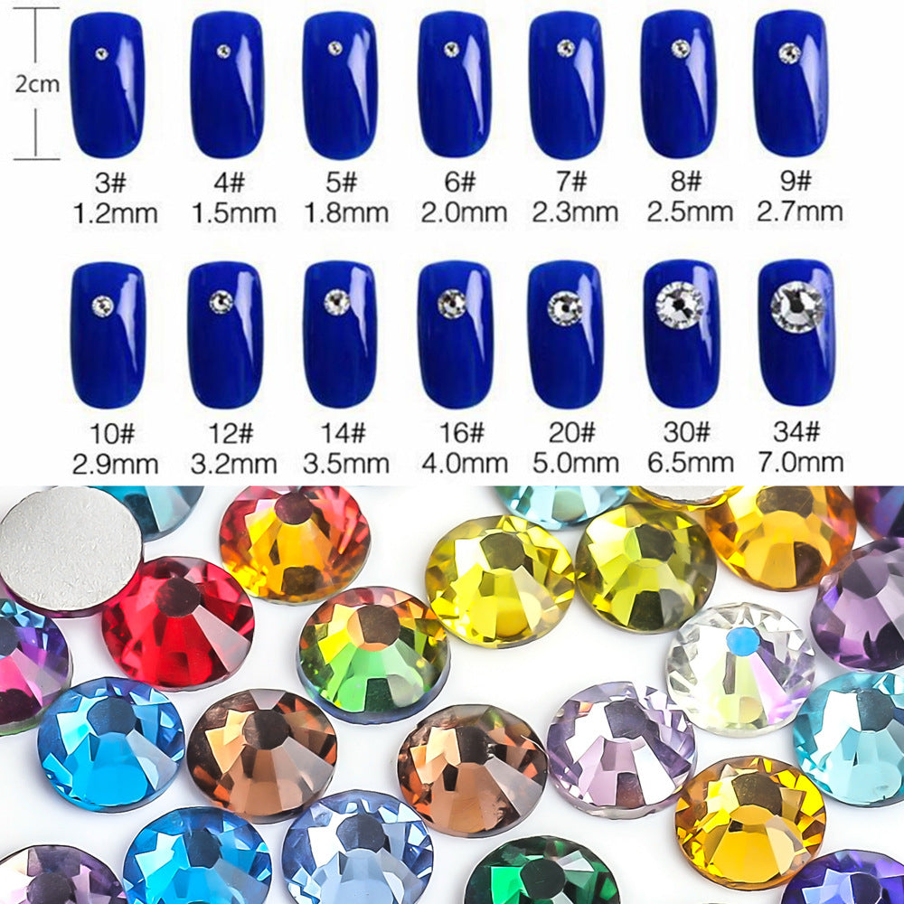 A Weichen rhinestone factory direct sales flat-bottomed diamond nail drill glass crystal round DIY sticker diamond jewelry accessories white - Mixbatch