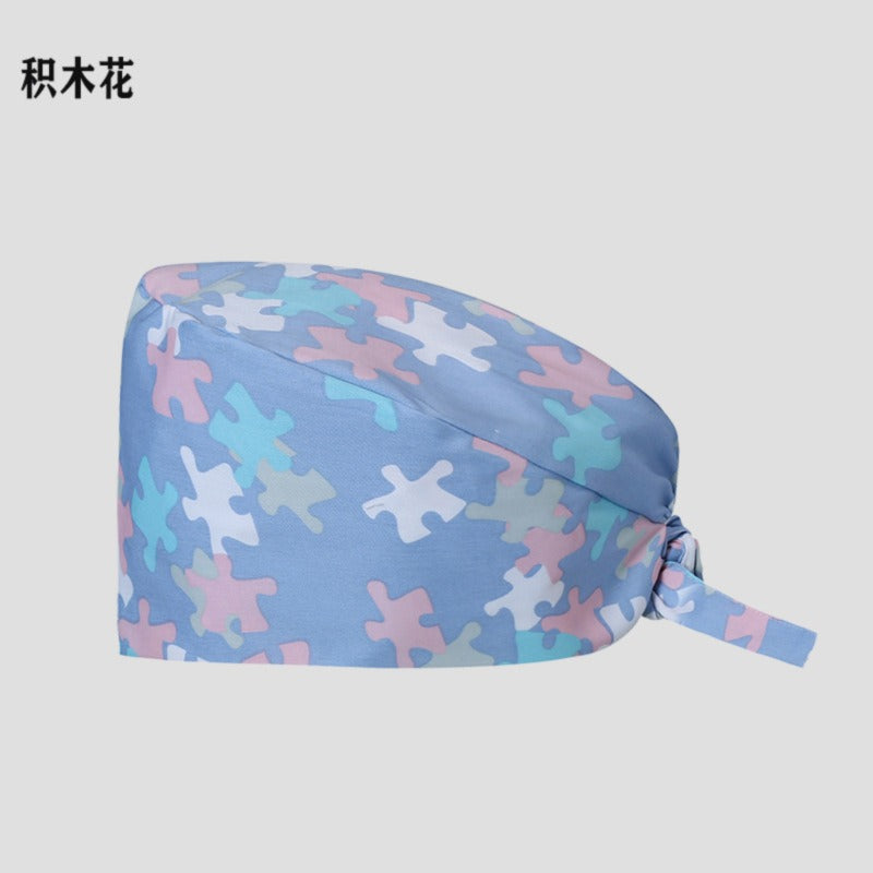 A Cross-border surgical cap Cotton solid color nurse operating room cap Sweat-absorbing and windproof confinement cap Dental dentist cap