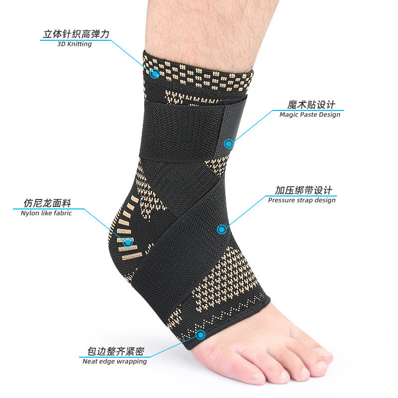 A strap pressurized ankle brace nylon knitted elastic ankle brace basketball running mountaineering pressurized fixed ankle brace