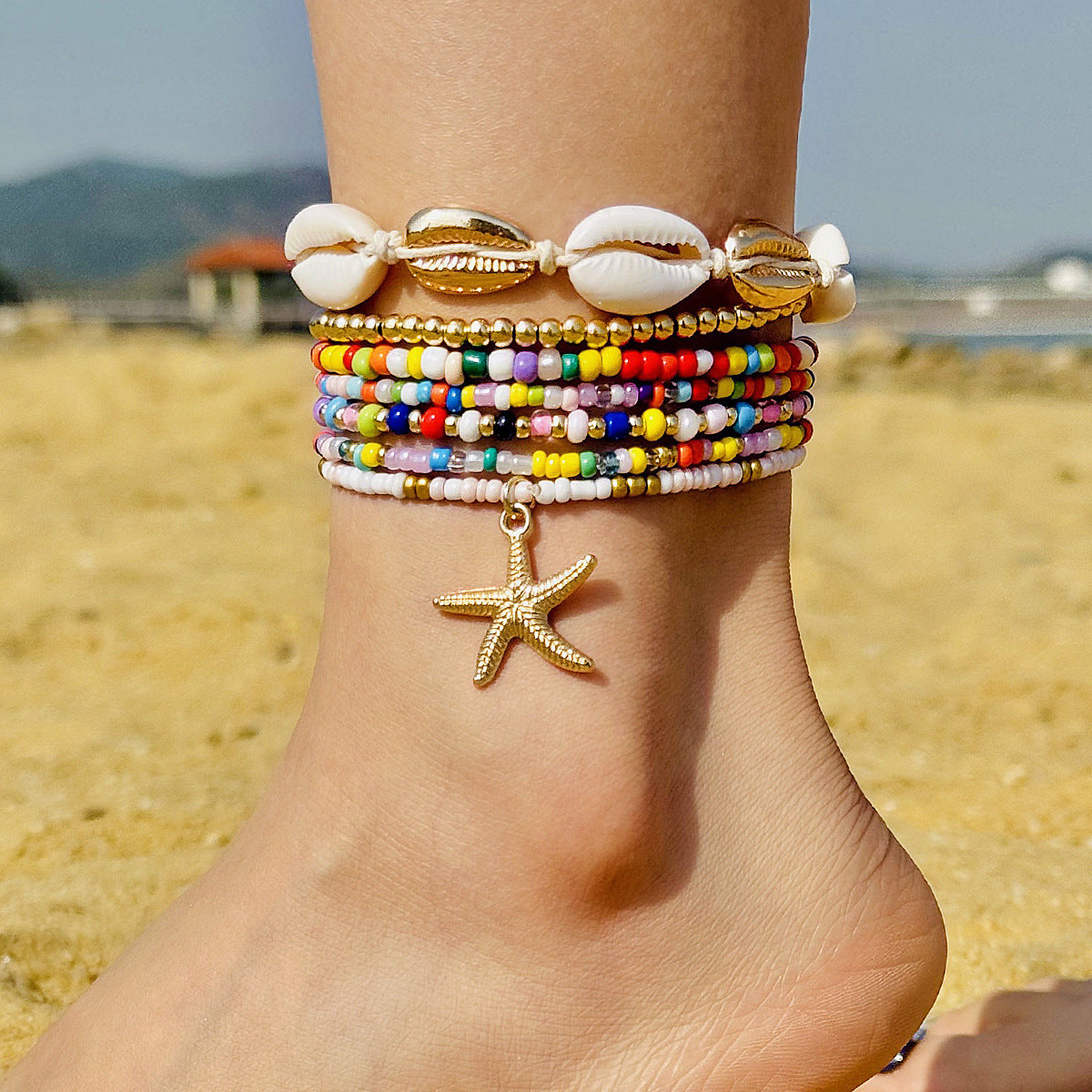 A Bohemian Resort Wind Shell Beaded Woven Bracelet Beach Wind Starfish Rice Beads - Mixbatch
