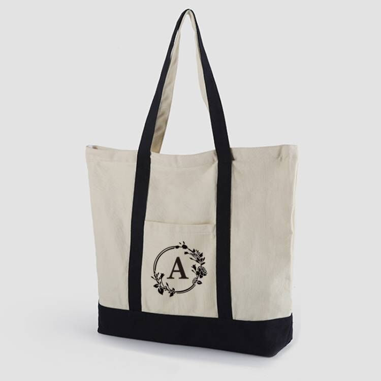 A thickened canvas supermarket environmental protection bag large capacity new cross-border grocery shopping bag strong zipper tote bag can be printed logo - Mixbatch