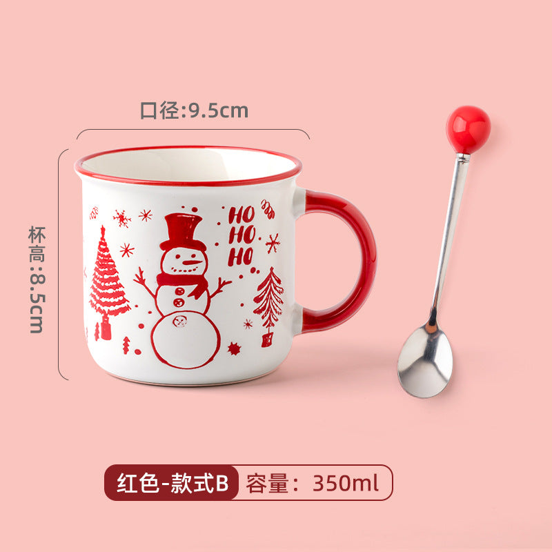 A Christmas mug creative cute cartoon ceramic cup girls coffee cup teacup holiday gift cup