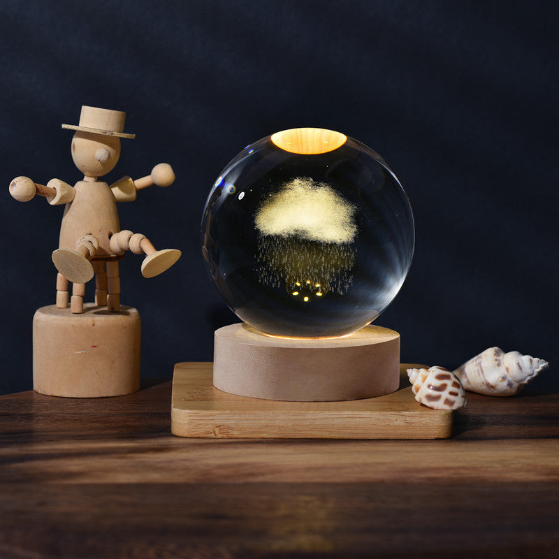 A creative 3d laser engraved crystal ball lamp