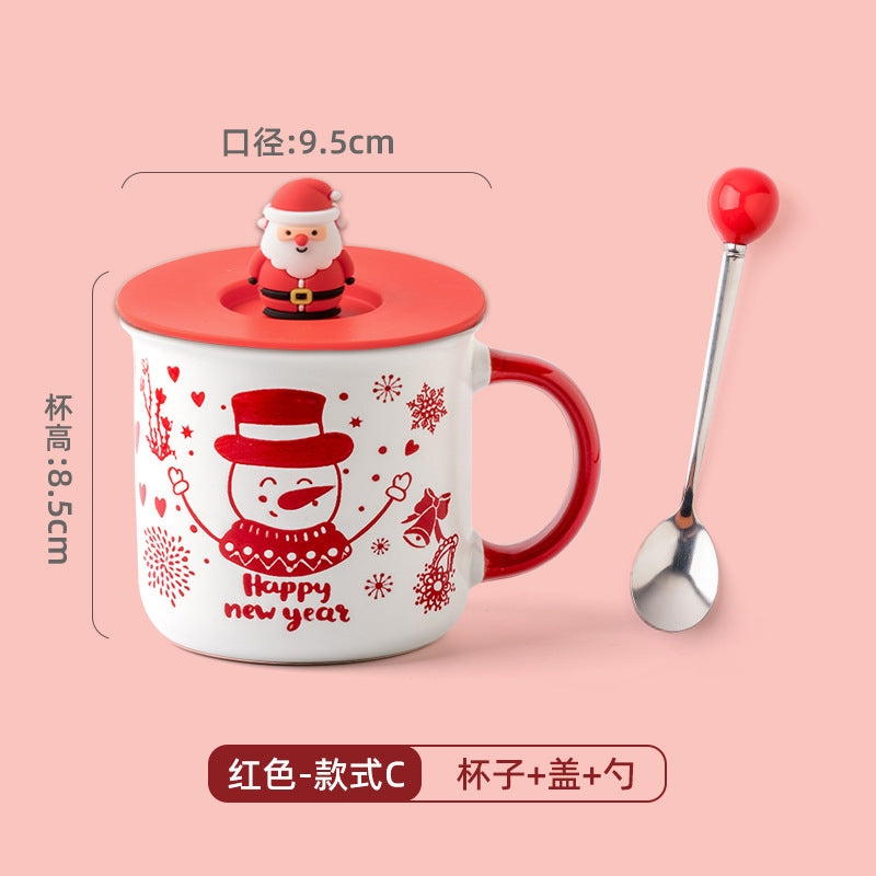A Christmas mug creative cute cartoon ceramic cup girls coffee cup teacup holiday gift cup