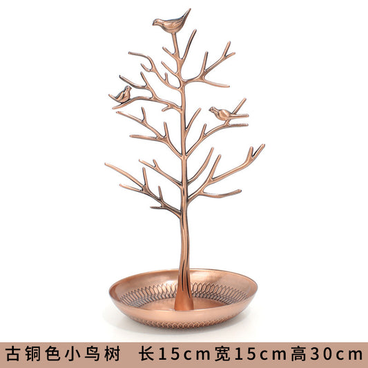 رف عرض مجوهرات على شكل شجرة طائر، رف عرض مجوهرات من سبيكة معدنية، رف مجوهرات من شجرة السنط، زينة بالجملة