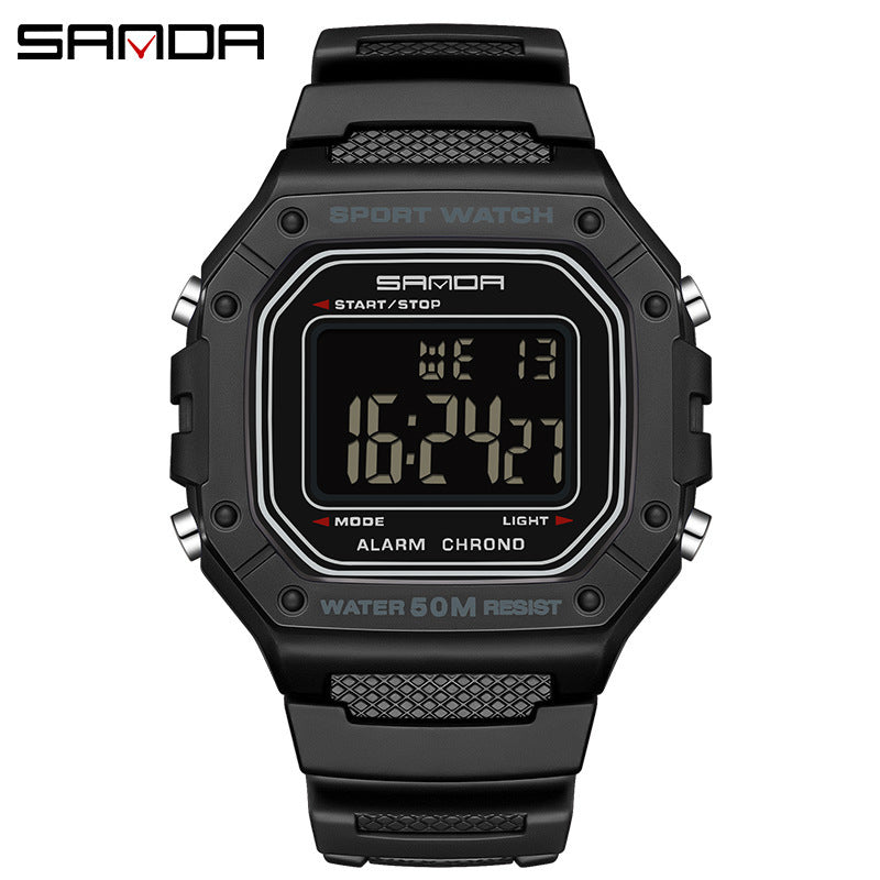 A fashionable small square electronic watch male and female students Korean version simple multi-function luminous waterproof watch factory wholesale