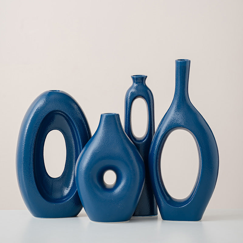 A Creative Nordic Art Ceramic Vase Ornament Living Room TV Cabinet Wine Cabinet Flower Arrangement Ornament Model Room Flower Ware