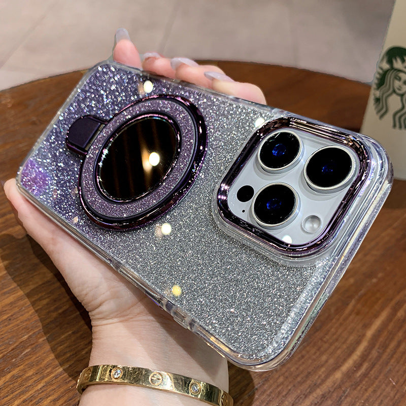 A glitter mirror magnetic suction bracket mobile phone case