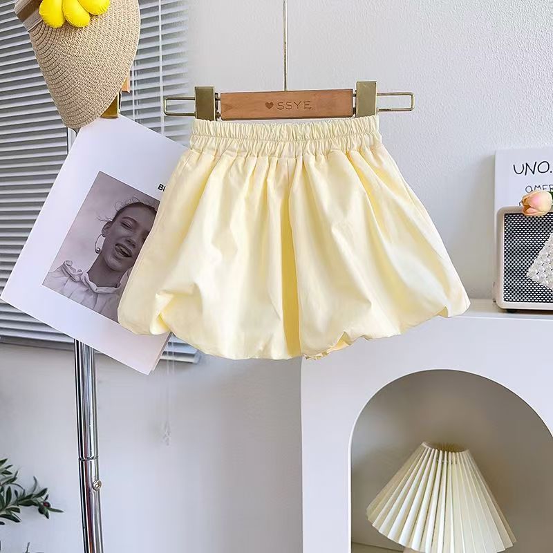 A Bubble pants girls three-dimensional bud set summer new cute sleeveless top shorts two-piece set