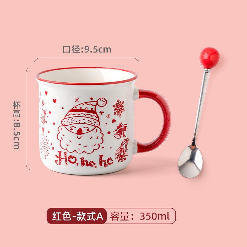 A Christmas mug creative cute cartoon ceramic cup girls coffee cup teacup holiday gift cup