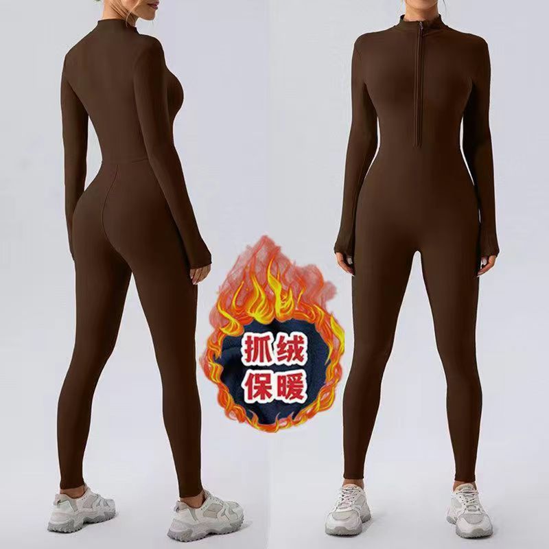 A velvet one-piece yoga suit fitness suit