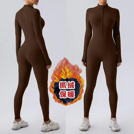 A velvet one-piece yoga suit fitness suit