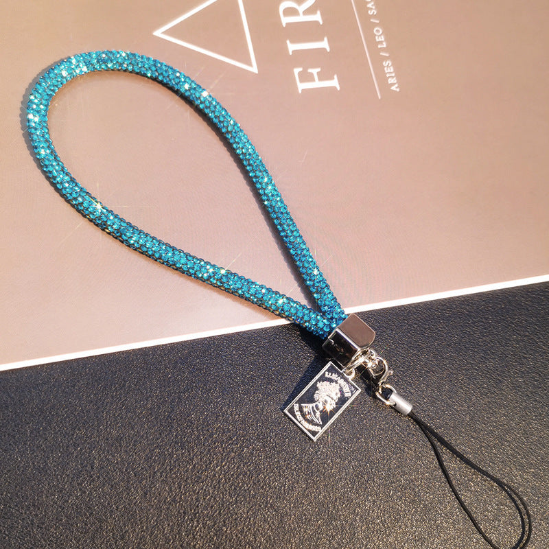 A Mobile phone lanyard length Wrist rhinestone lanyard Women's high-end luxury full diamond pendant Colorful fashion pendant - Mixbatch