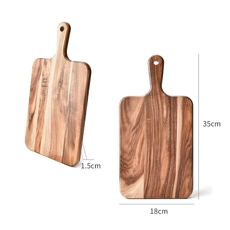 A Acacia wood pizza tray with handle solid wood cheese bread tray household steak plate, creative wooden small cutting board