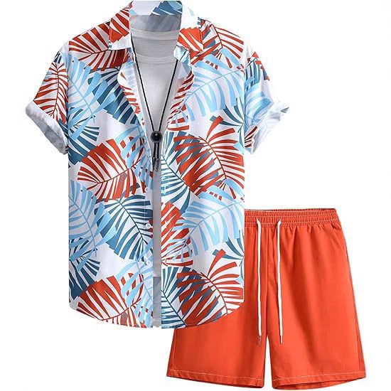 A Men's Short Sleeve Shorts Shirt Set