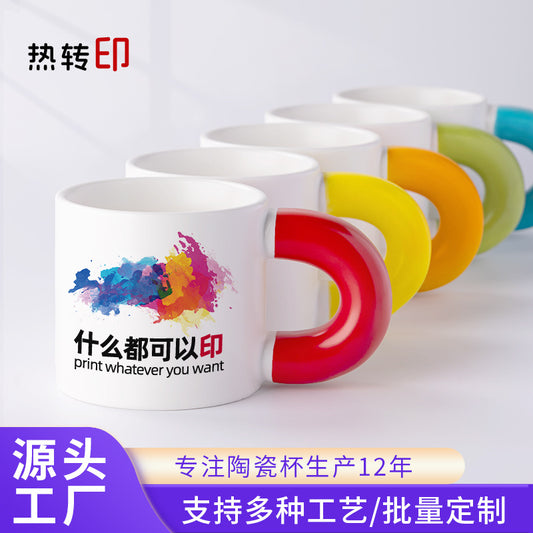 A ceramic mug printing photo to picture custom LOGO heat transfer process milk cup water cup gift cup custom
