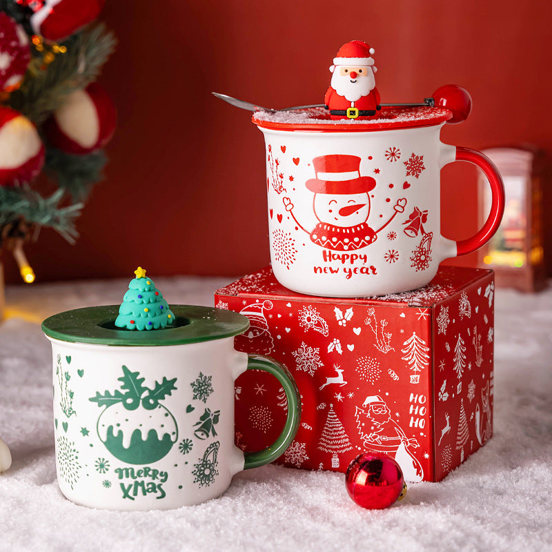 A Christmas mug creative cute cartoon ceramic cup girls coffee cup teacup holiday gift cup