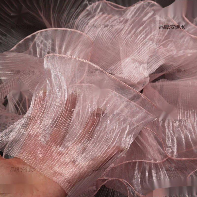 A large wave lace, transparent pleated ruffle edge, wedding dress children's clothing accessories designer fabric - Mixbatch