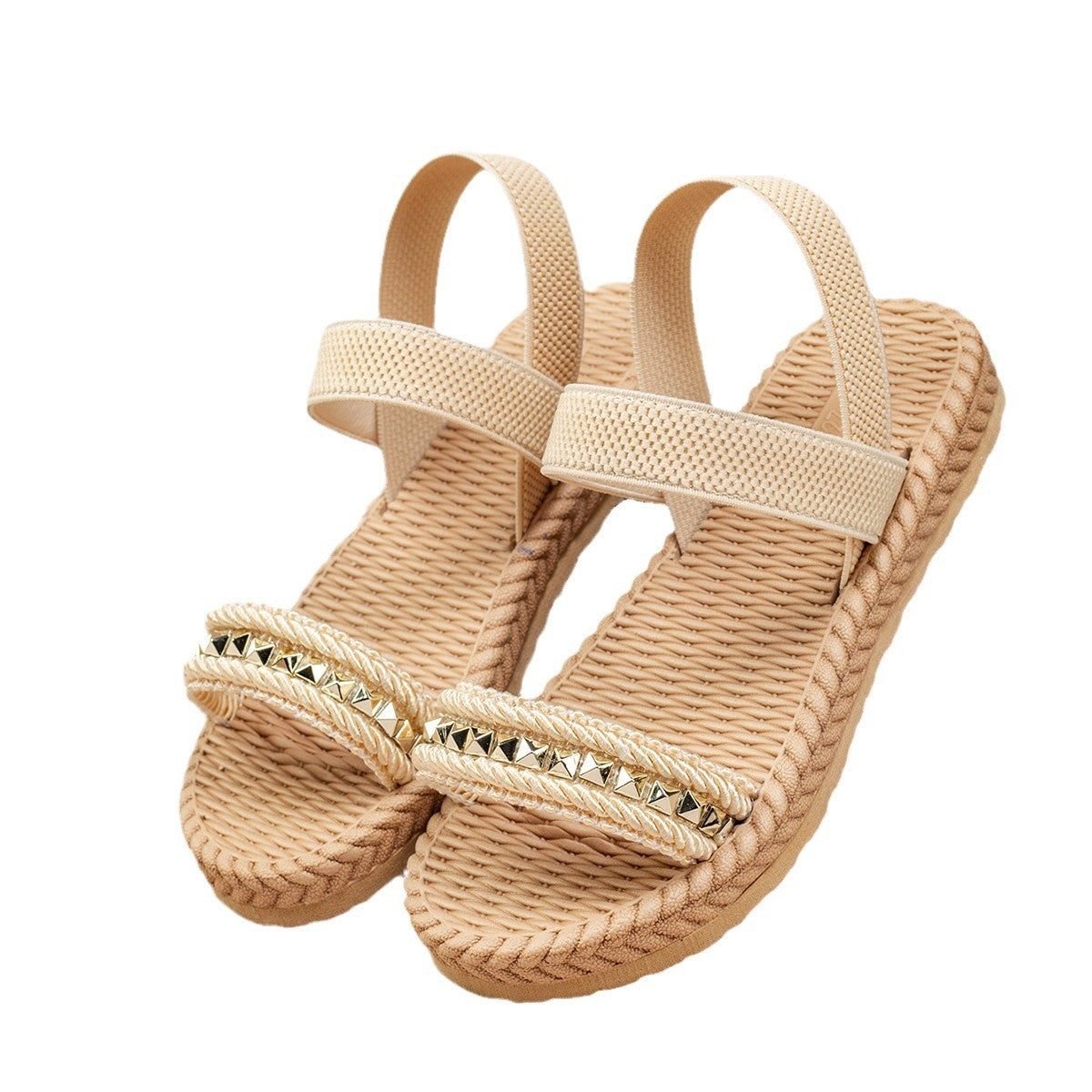 A flat sandals comfortable girls strap elastic sandals lightweight fashion outdoor trendy shoes - Mixbatch
