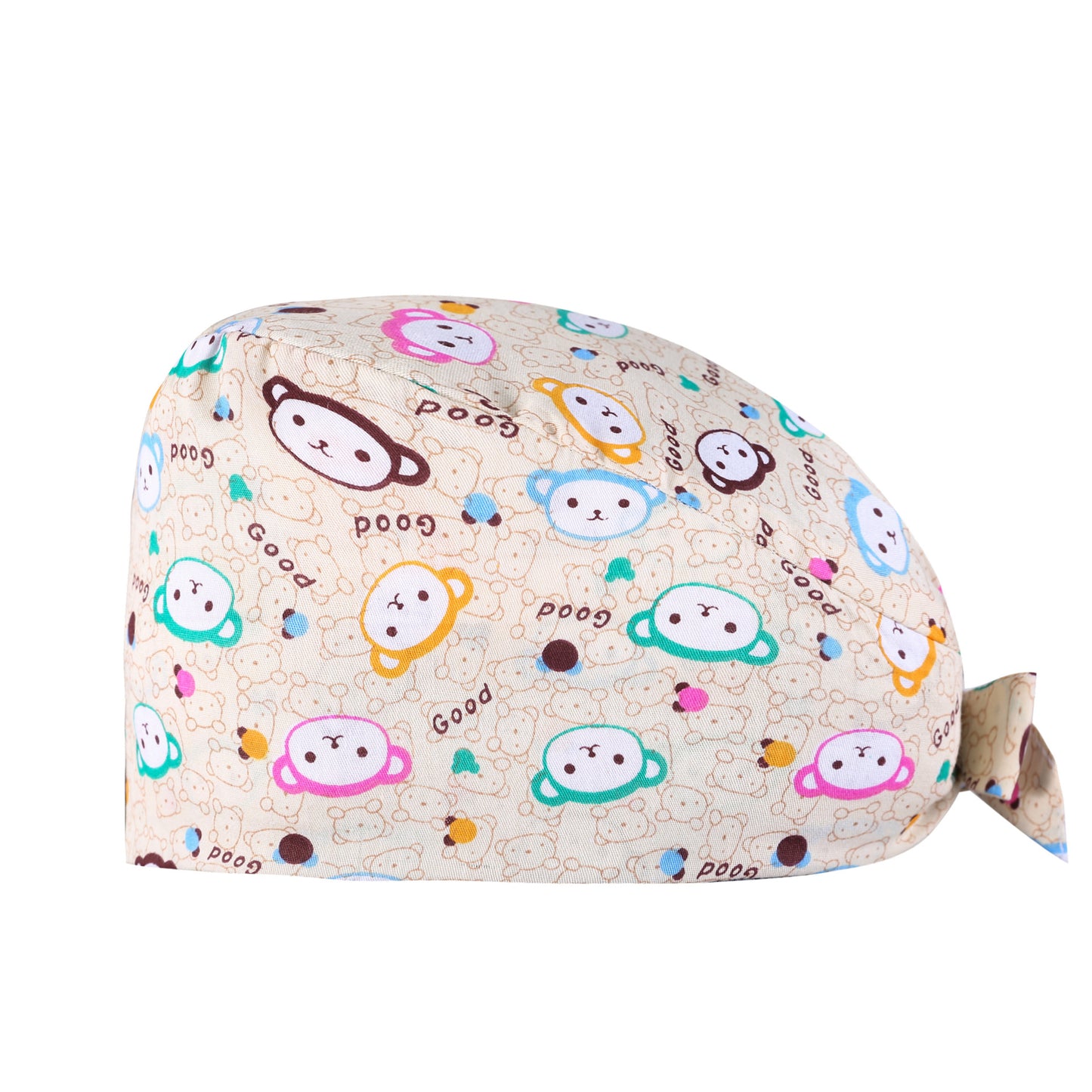 A Surgical cap Printed cap Pure cotton female nurse Baotou Fluffy cap Adjustable Baotou cap Female confinement
