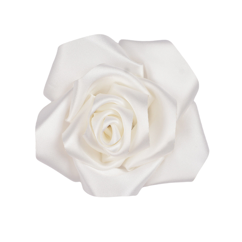A retro rose bud high-grade satin three-dimensional silk cloth large flower DIY neck flower brooch clothing shoes and hats accessories - Mixbatch