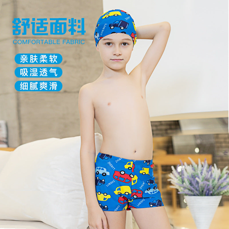 A swimming trunks swimming cap two-piece set boys split swimsuit set