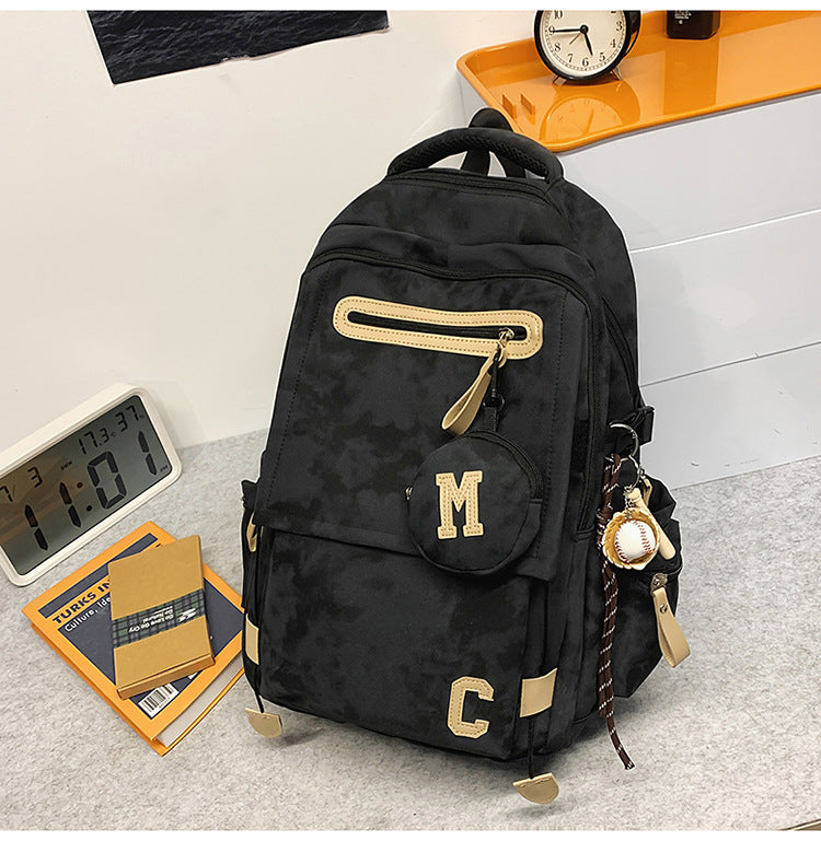 A Korean version ins new high-value solid color alphabet backpack couple casual simple lightweight large-capacity backpack