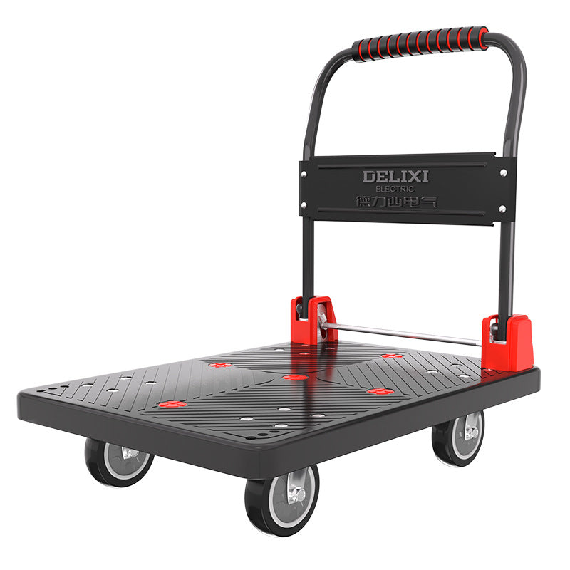 A Trolley Portable Folding Trolley Logistics Warehouse Pull Cargo Handling Trailer Flat Truck