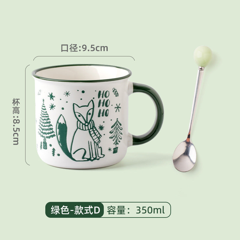 A Christmas mug creative cute cartoon ceramic cup girls coffee cup teacup holiday gift cup