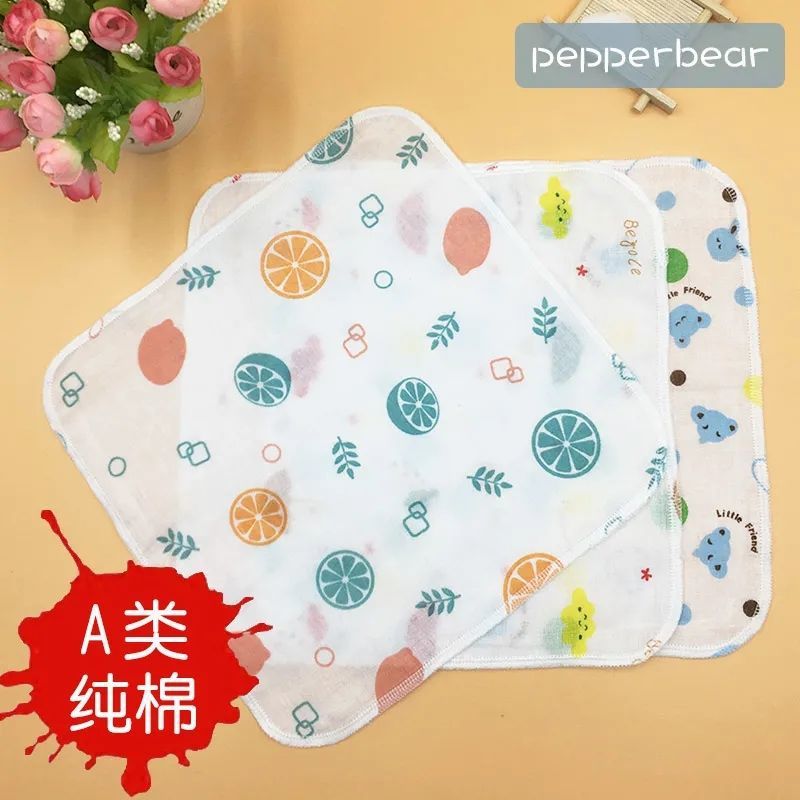 A 10 baby gauze towels, saliva towels, baby small square towels, face towels, cleaning mouth, face towels, spitting milk water wholesale MOQ: 10BAG - Mixbatch