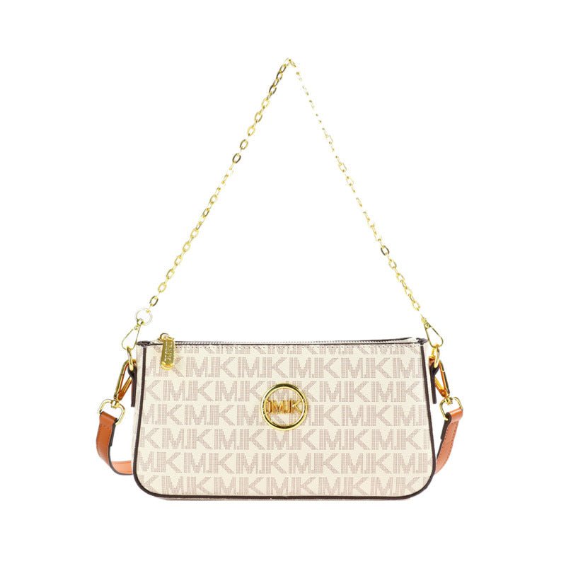 A new fashionable versatile women's bag shoulder messenger bag retro printed chain small square bag women