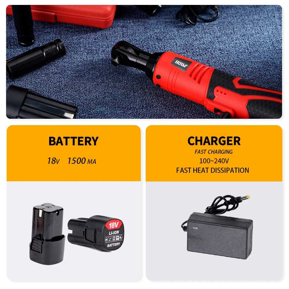 A 3/8 inch cordless electric wrench 65Nm right angle ratchet wrench 12V rechargeable car maintenance angle wrench