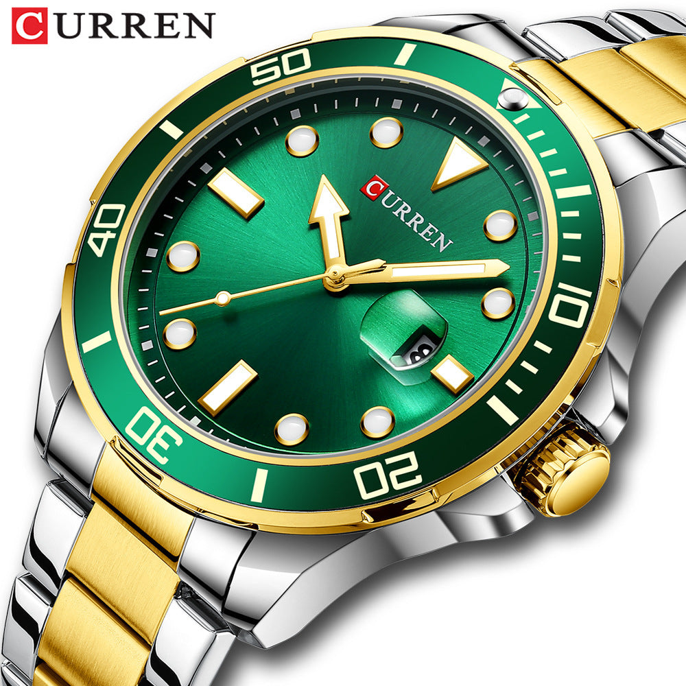 A Curren/Carrion 8388 Men's Watch, Waterproof Quartz Steel Strap Watch, Calendar Quartz watches