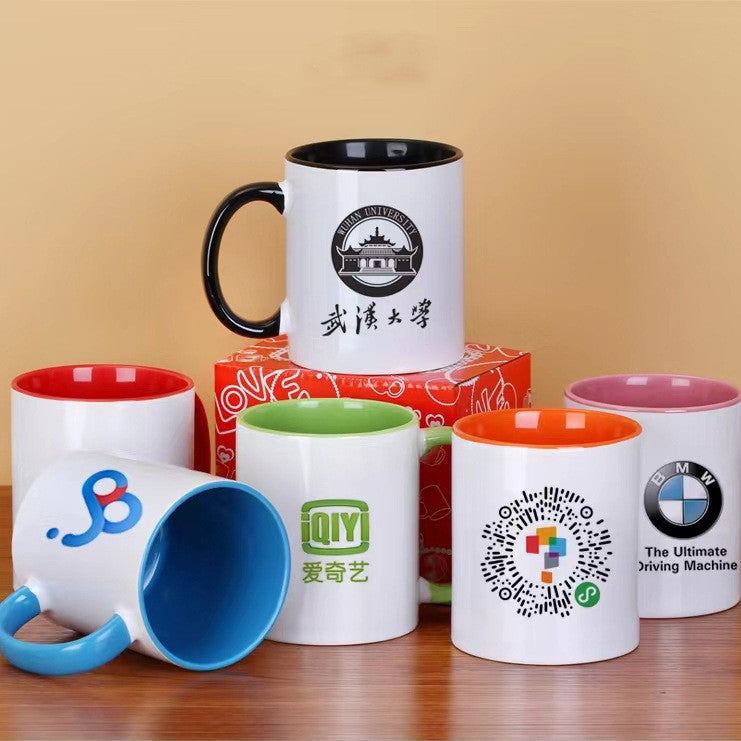 A creative coated ceramic cup color-changing water cup custom LOGO heat transfer mug