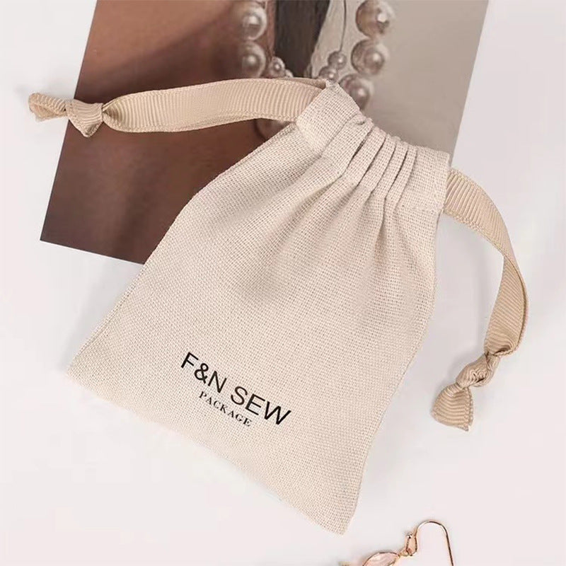A cotton drawstring bundle bag bag jewelry dust storage canvas bag cosmetics cotton bag can be customized LOGO MOQ: 1000PIECE - Mixbatch
