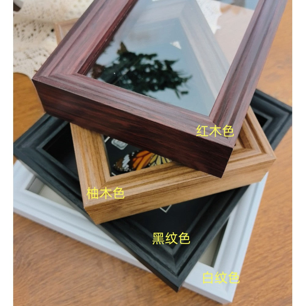A Hollow three-dimensional glass photo frame, black high-end butterfly specimen frame, square large-size picture frame, wall-mounted display frame